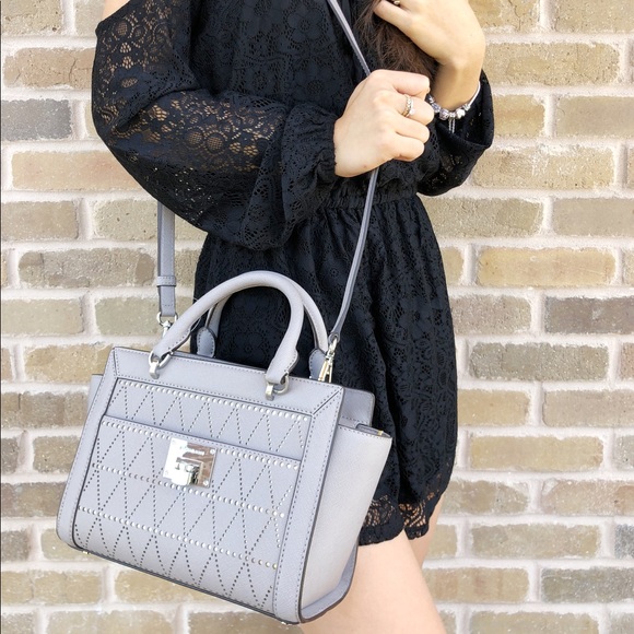 Michael Kors Handbags - Michael Kors Tina Small Satchel Gray perforated